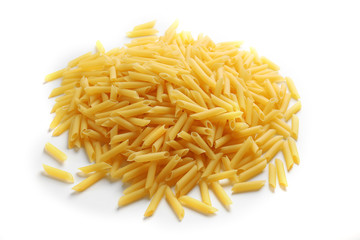 Pile of Italian dry pasta  isolated on white
