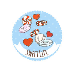 Vector Candy and Lollipop Background. Sweet Party Illustration.