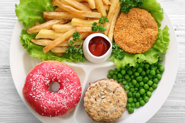 Traditional American lunch, close up