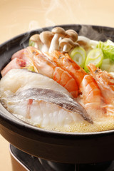 海鮮　寄せ鍋　Japanese seafood hot pot