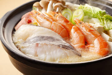 海鮮　寄せ鍋　Japanese seafood hot pot