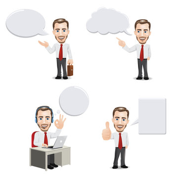 Businessman with Empty Speech Bubbles