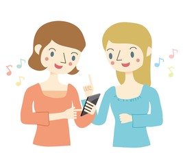 スマホで情報検索をする女性