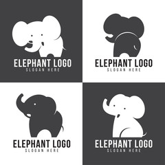 Elephant cute logo vector set design