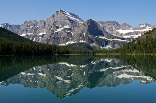 Lake Josephine, Mt. Gould, Allen Mountain, and Grinnell Point, Glacier National Park, Montana, USA
