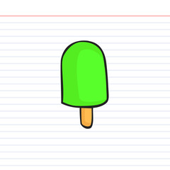 Ice cream doodle icon with paper background