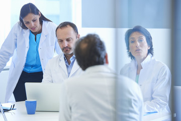 Group of researchers having meeting
