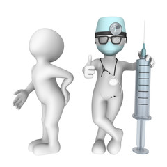 3d doctor and patient after injection...