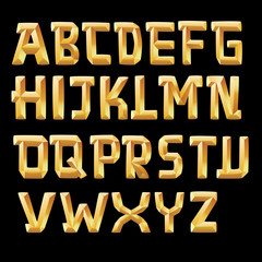 Golden alphabets on transparent background