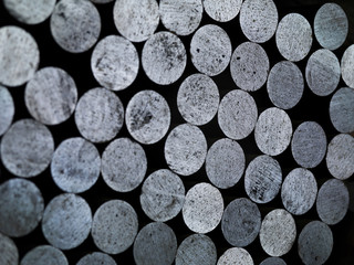 Stack of round steel billet