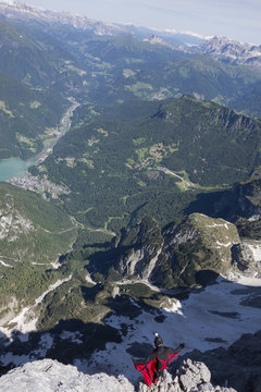 Man in wingsuit on mountain