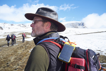 Man hiking, Bucegi Mountains, Transylvania