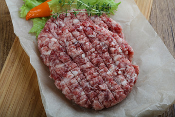 Raw burger cutlet