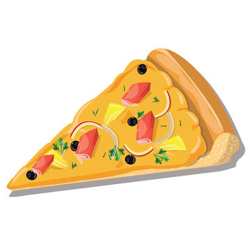 pizza slice with toppings on white clip art preview