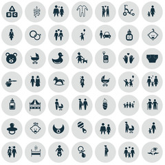 Set of forty nine family icon