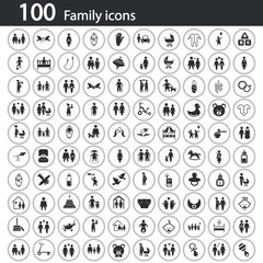 Set of one hundred family icon