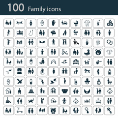 Set of one hundred family icon