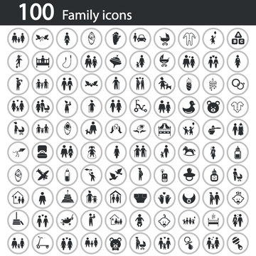 Set of one hundred family icon