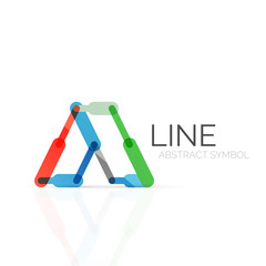 Linear abstract logo, connected multicolored segments of lines geometrical figure