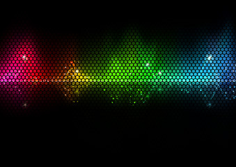 Colorful Audio Wave and Wire Mesh Pattern - Abstract Background, Vector