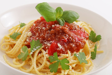 おいしそうなミートソーススパゲティ