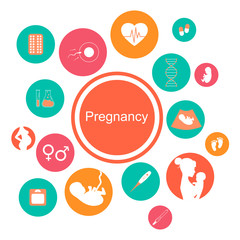 Medicine and pregnancy vector icons set