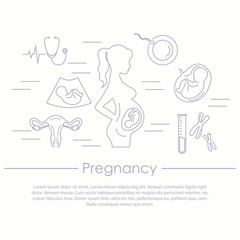 Medicine and pregnancy vector line icon