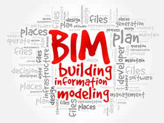 BIM - building information modeling word cloud, business concept