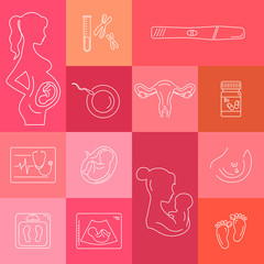 Medicine and pregnancy vector line icon