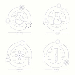 Modern logotype icon laboratory, chemistry, medicine. Research a