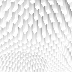 Curved surface formed by white columns array, 3d