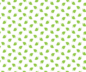Fototapeta premium Green spring leaves seamless pattern wallpapper