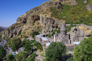 The top view on the medieval Geghard monastery complex, Armenia