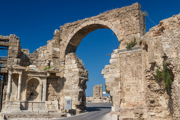 Naklejka premium Ruins of the ancient city of Side, Turkey