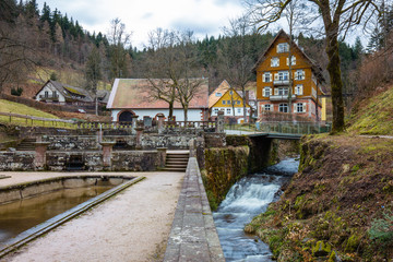 Fototapeta premium Klosterruine und Wasserfälle Allerheiligen Black Forest Schwarzwald