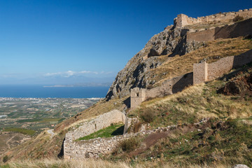 Ruins of Acrocorinth acropolis, Greece
