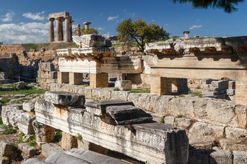 Fototapeta na wymiar Ruins of the ancient city of Corinth, Greece