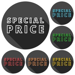 Special price icons set with long shadow