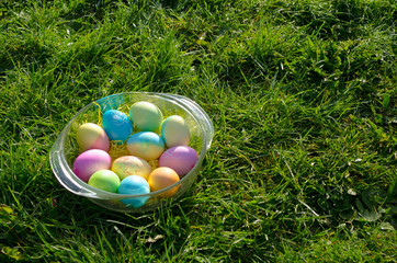 Bowl of Easter Eggs / A bowl of Easter eggs with colorful art and bunny paintings.