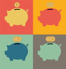 Colorful Piggy Bank Icon