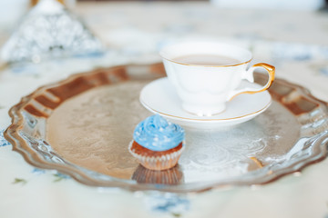 muffin with a cup of coffee for breakfast