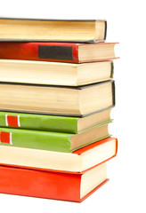 A stack of books on a white background