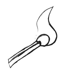 doodle burning match, icon illustration