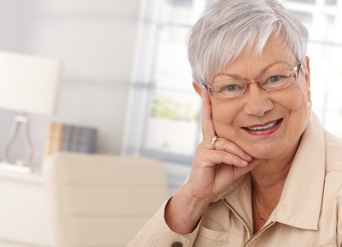 Closeup portrait of elderly woman