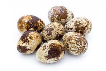 Quail eggs the isolated on a white background.