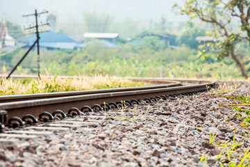 closeup railway in lumphun Thailand