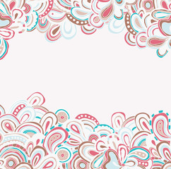 Nice card with bright hand drawn pattern. Easter theme. Zentagled. Can be used as card, invitation.