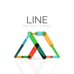 Linear abstract logo, connected multicolored segments of lines geometrical figure
