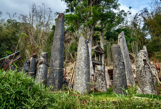 Ceremony site with megaliths. Bori Kalimbuang. Tana Toraja. Indonesia