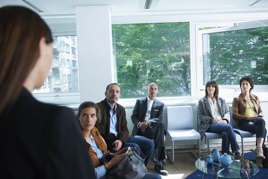 Group of people waiting for interview